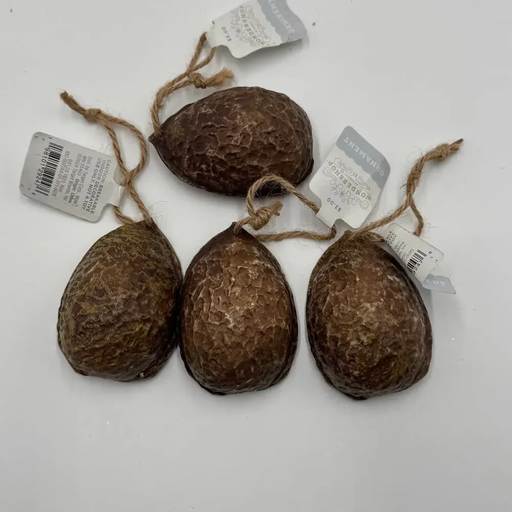Wondershop Mini Nut Shell Winter Village Ornaments Set of 4 Rustic‎ Decor NEW